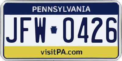 PA license plate JFW0426