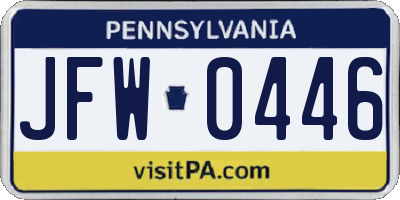 PA license plate JFW0446