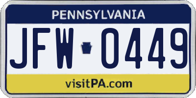 PA license plate JFW0449