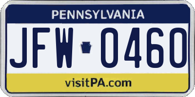 PA license plate JFW0460