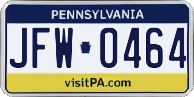 PA license plate JFW0464