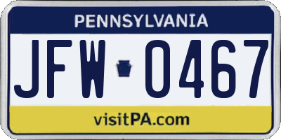 PA license plate JFW0467
