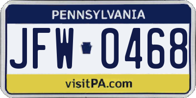 PA license plate JFW0468