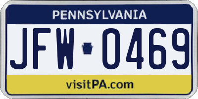 PA license plate JFW0469