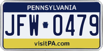 PA license plate JFW0479