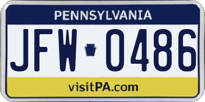 PA license plate JFW0486