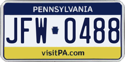 PA license plate JFW0488