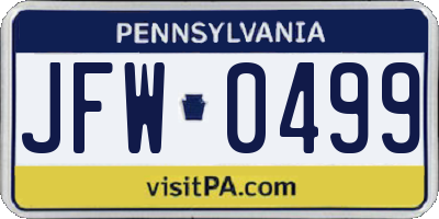 PA license plate JFW0499