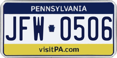 PA license plate JFW0506