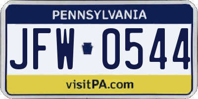 PA license plate JFW0544