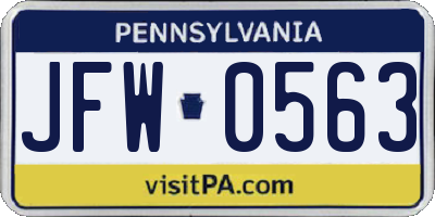 PA license plate JFW0563