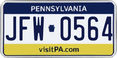 PA license plate JFW0564
