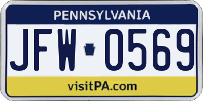 PA license plate JFW0569