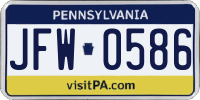 PA license plate JFW0586