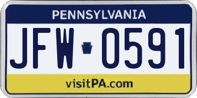 PA license plate JFW0591