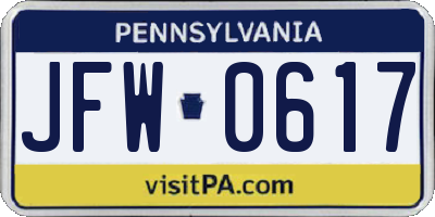 PA license plate JFW0617