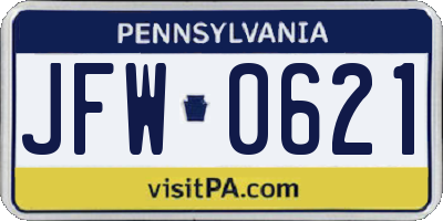 PA license plate JFW0621