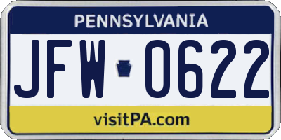 PA license plate JFW0622