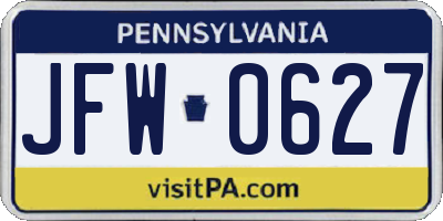 PA license plate JFW0627