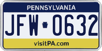 PA license plate JFW0632
