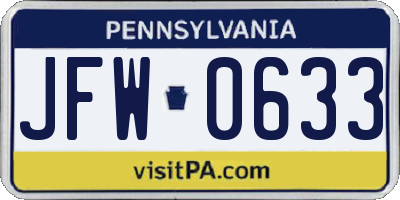 PA license plate JFW0633