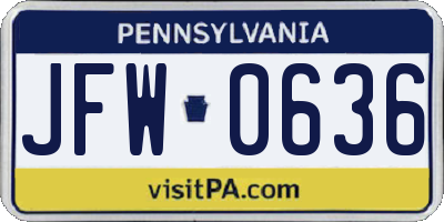 PA license plate JFW0636