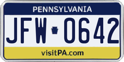 PA license plate JFW0642