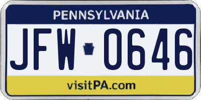 PA license plate JFW0646