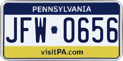 PA license plate JFW0656