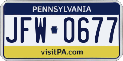 PA license plate JFW0677
