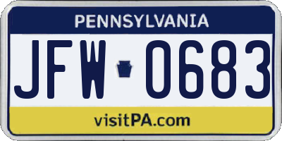 PA license plate JFW0683
