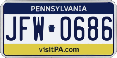 PA license plate JFW0686