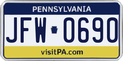 PA license plate JFW0690