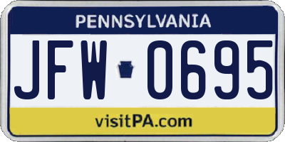 PA license plate JFW0695