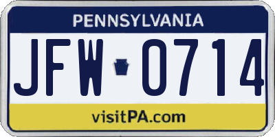 PA license plate JFW0714