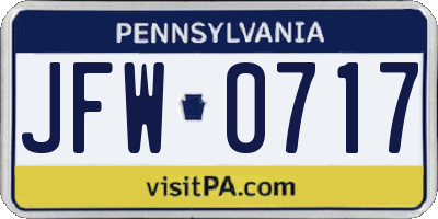 PA license plate JFW0717