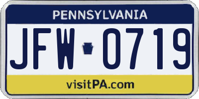 PA license plate JFW0719