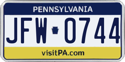 PA license plate JFW0744
