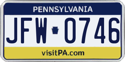 PA license plate JFW0746