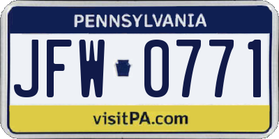 PA license plate JFW0771