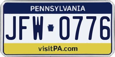 PA license plate JFW0776