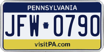 PA license plate JFW0790