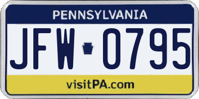 PA license plate JFW0795