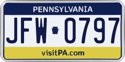 PA license plate JFW0797