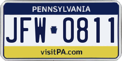 PA license plate JFW0811