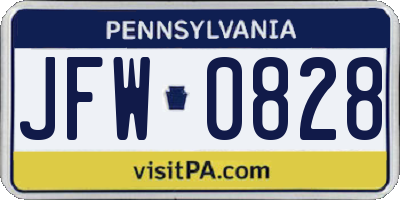 PA license plate JFW0828