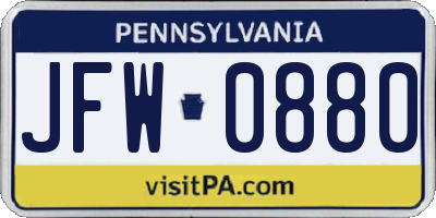 PA license plate JFW0880