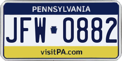 PA license plate JFW0882