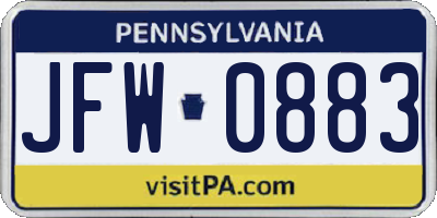 PA license plate JFW0883