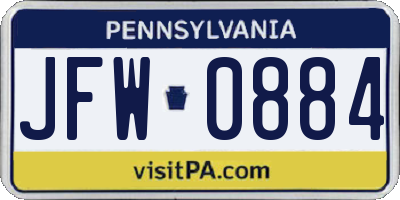 PA license plate JFW0884